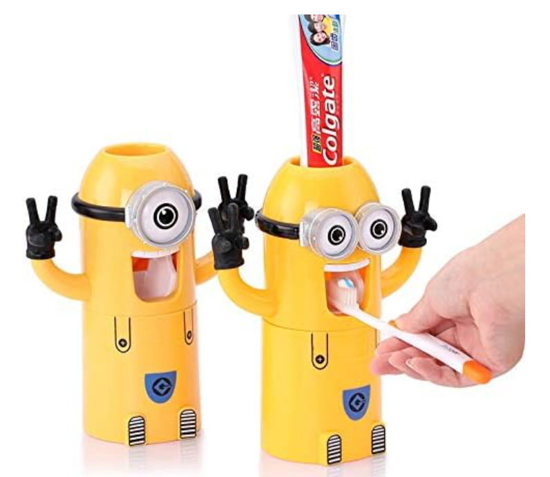 Dispensador De Crema Dental Minions Para Niños Porta Cepillo